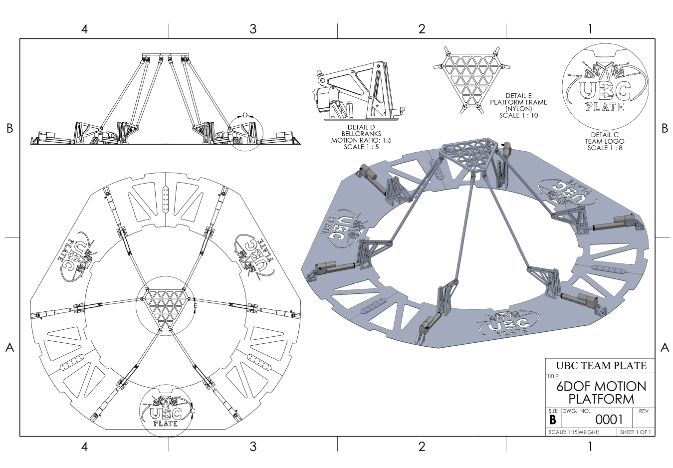 Engineering drawing — 6DOF Motion Platform